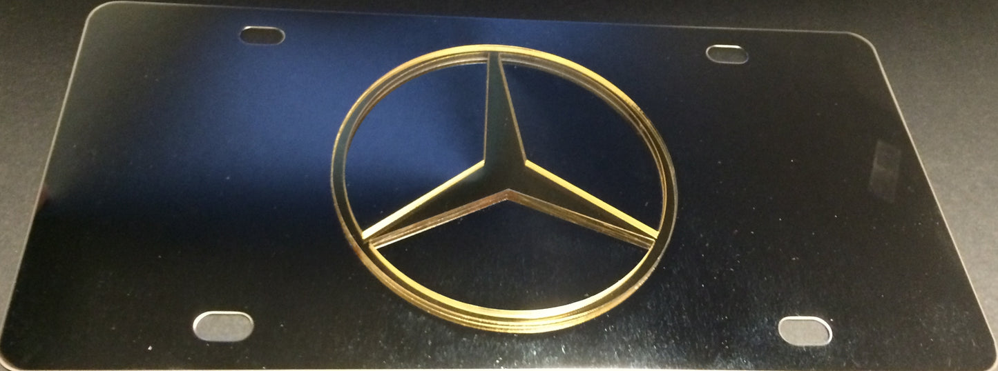 Mercedes Gold Logo Stainless Steel License Plate