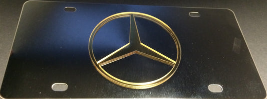 Mercedes Gold Logo Stainless Steel License Plate