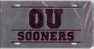 OU Sooners Logo Bar Style on Silver Laser Plate