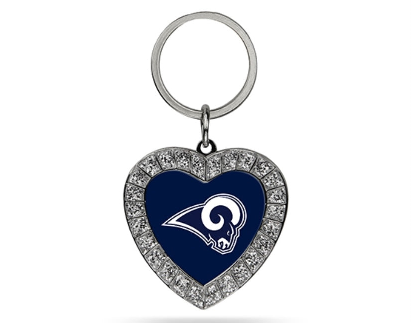 Los Angeles Rams Bling Rhinestone Heart Key Chain