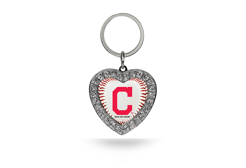 Cleveland Indians Bling Rhinestone Heart Keychain