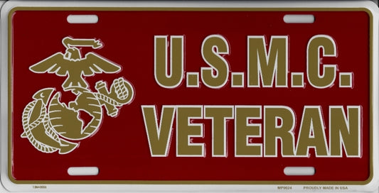 U.S.M.C. Veteran Metal License Plate