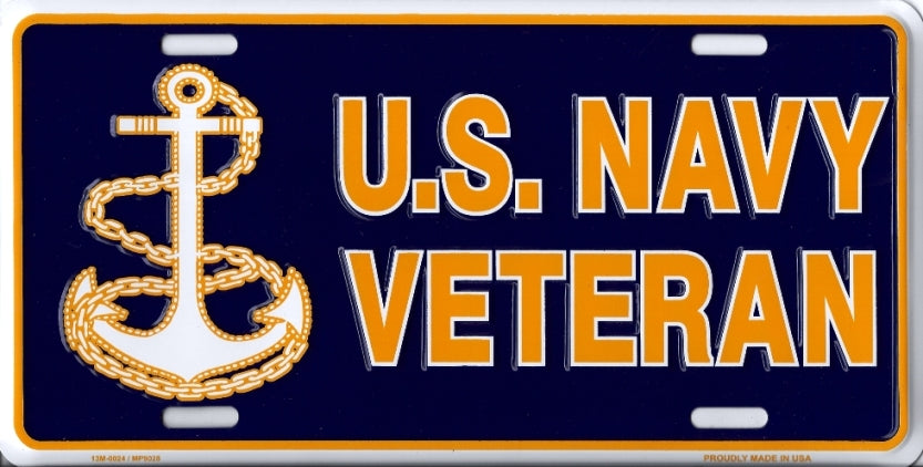 U.S. Navy Veteran Metal License Plate