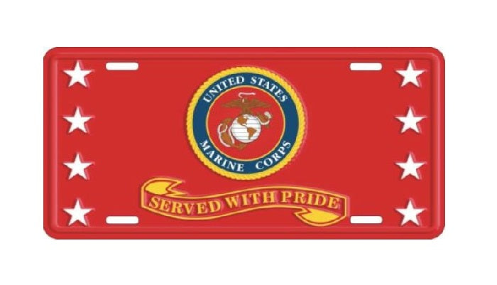 U.S. Marine Corps Served With Pride Metal License Plate