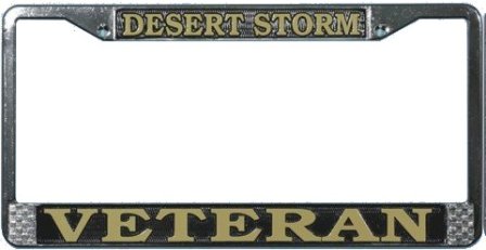 Desert Storm Veteran Chrome License Plate Frame