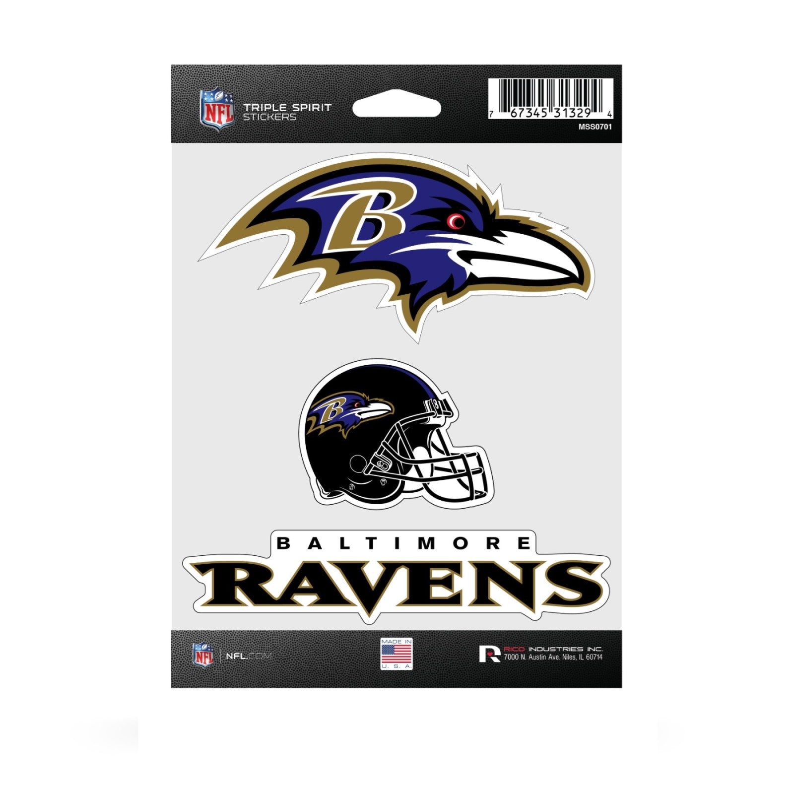 Baltimore Ravens Triple Spirit Stickers