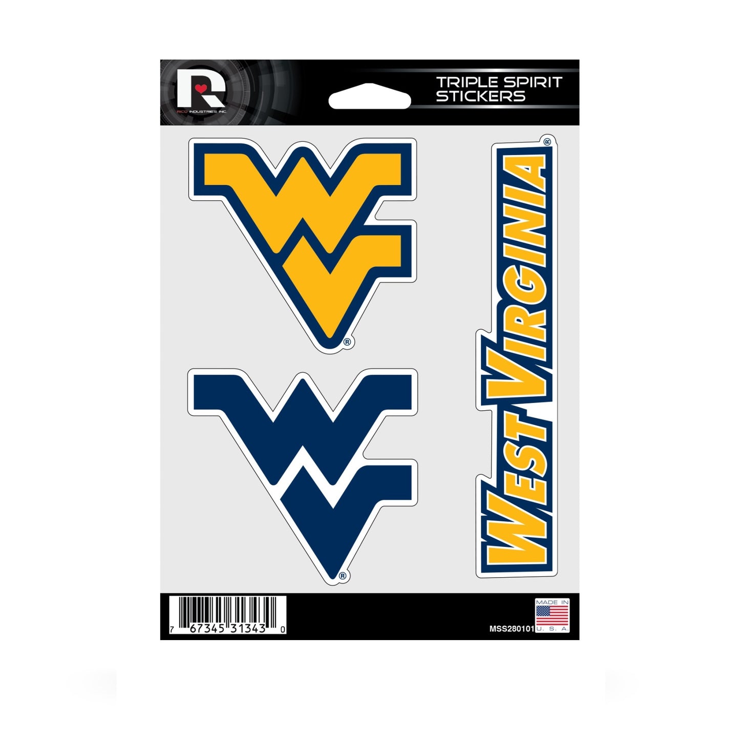 West Virginia Mountaineers Triple Spirit Stickers