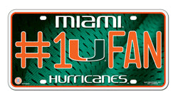 Miami Hurricanes #1 Fan License Plate