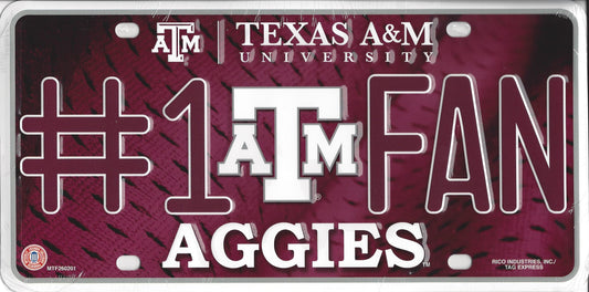 Texas A&M #1 Fan Metal License Plate