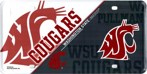 Washington State Cougars Metal License Plate