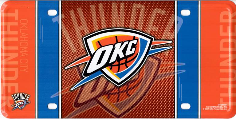 Oklahoma City Thunder Orange Metal License Plate