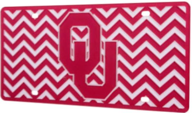 Oklahoma Sooners Chevron Laser License Plate