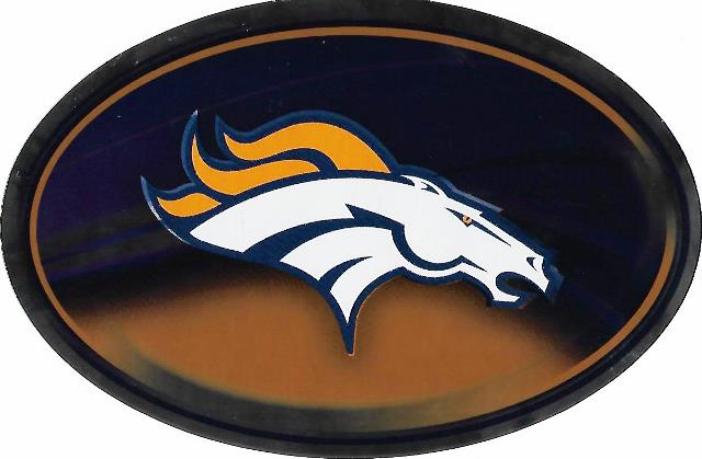 Denver Broncos Chrome Die Cut Oval Decal