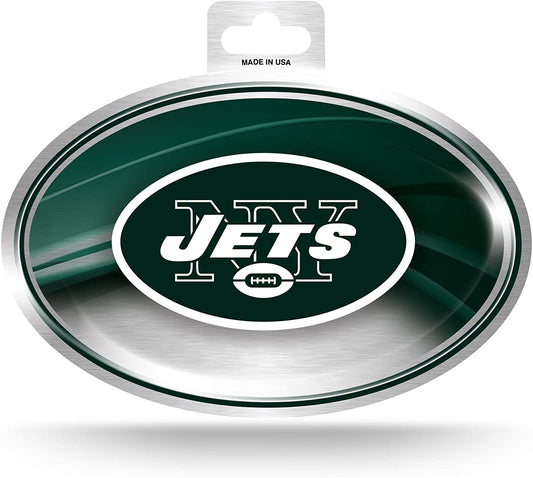 New York Jets Chrome Die Cut Oval Decal