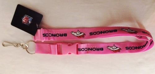 Denver Broncos Pink Lanyard With Safety Latch