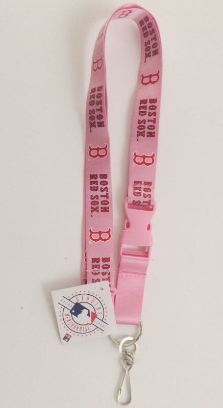 Boston Red Sox Pink Lanyard With Safety Latch