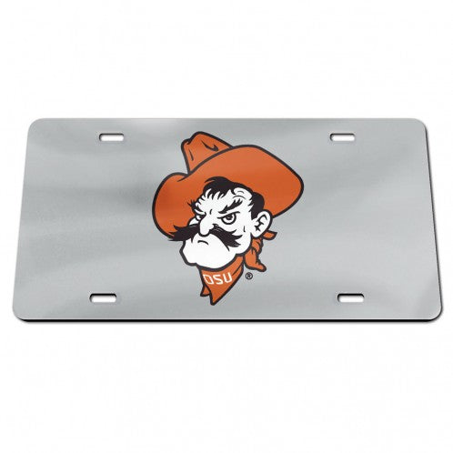 Oklahoma State Pistol Pete Silver laser License Plate