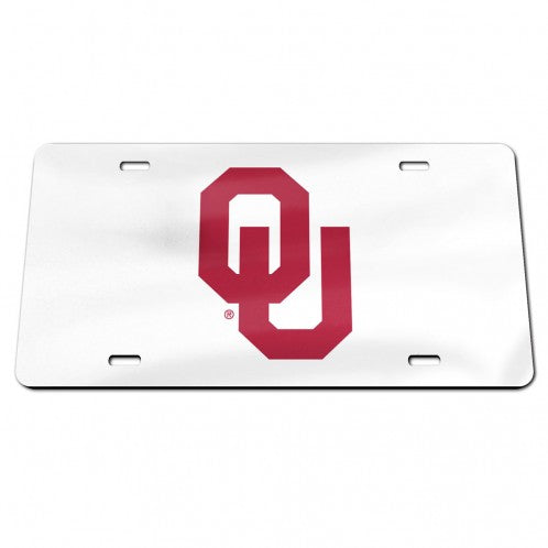 Oklahoma Sooners White Laser License Plate