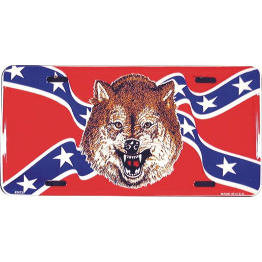 Rebel Wolf Metal License Plate