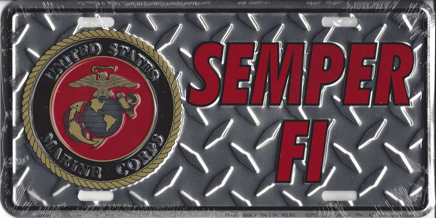 Officially Licensed Semper Fi Diamond License Plate