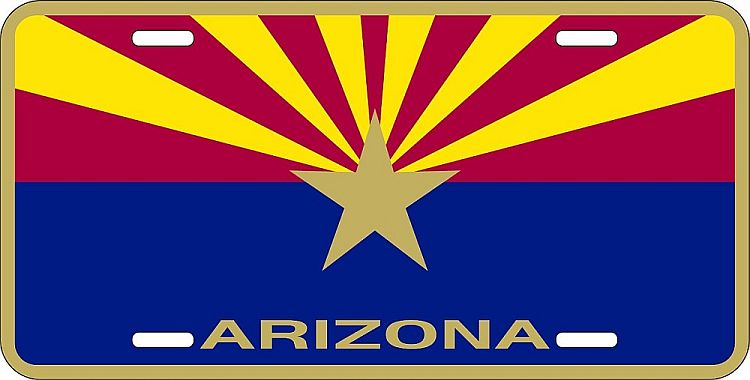 Arizona Flag Metal License Plate