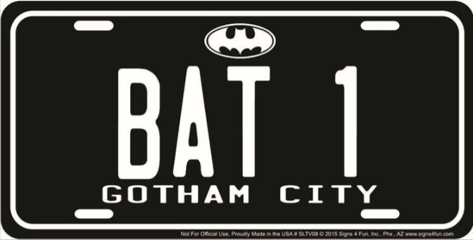 Batman Bat 1 Gotham City Metal License Plate