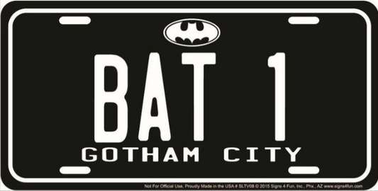 Batman Bat 1 Gotham City Metal License Plate