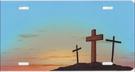 Crucifixion Crosses Offset License Plate