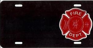 Offset Fire Fighter Logo License Plate