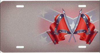 Double Confederate Flag Offset Airbrush License Plate