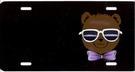 Teddy Bear on Black w. Sunglasses Airbrush License Plate