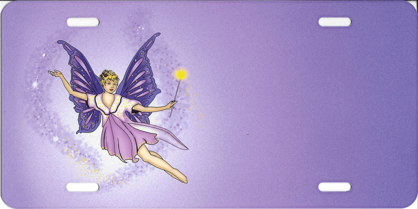 Offset Fairy On Purple License Plate