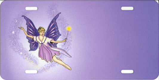 Offset Fairy On Purple License Plate