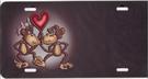 Monkeys Kissing Airbrush License Plate