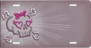 Girly Skull Offset Airbrush License Plate