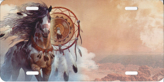 Offset Horse With Dream Catcher License Plate