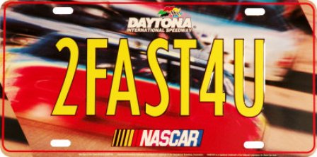 NASCAR 2FAST4U License Plate