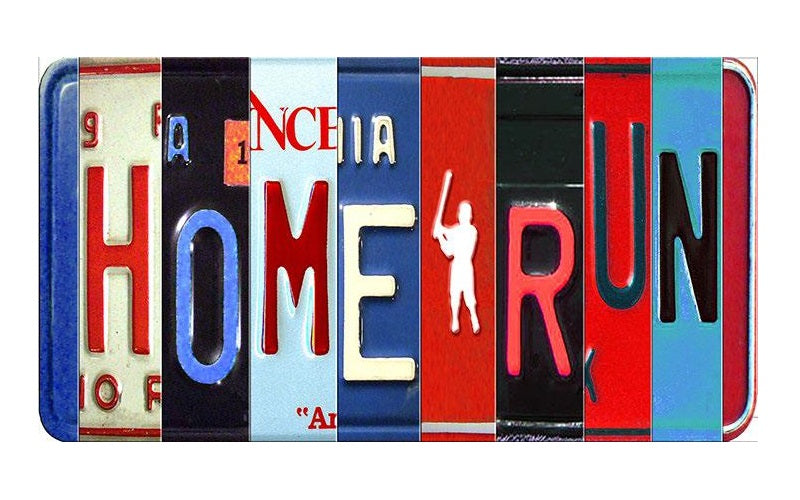 HOME RUN Cut Style Metal Art License Plate