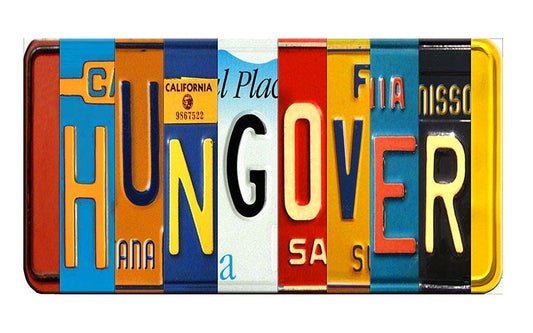 HUNGOVER Cut Style Metal Art License Plate