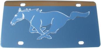 Mustang Silver Logo Stainless Steel License Plate