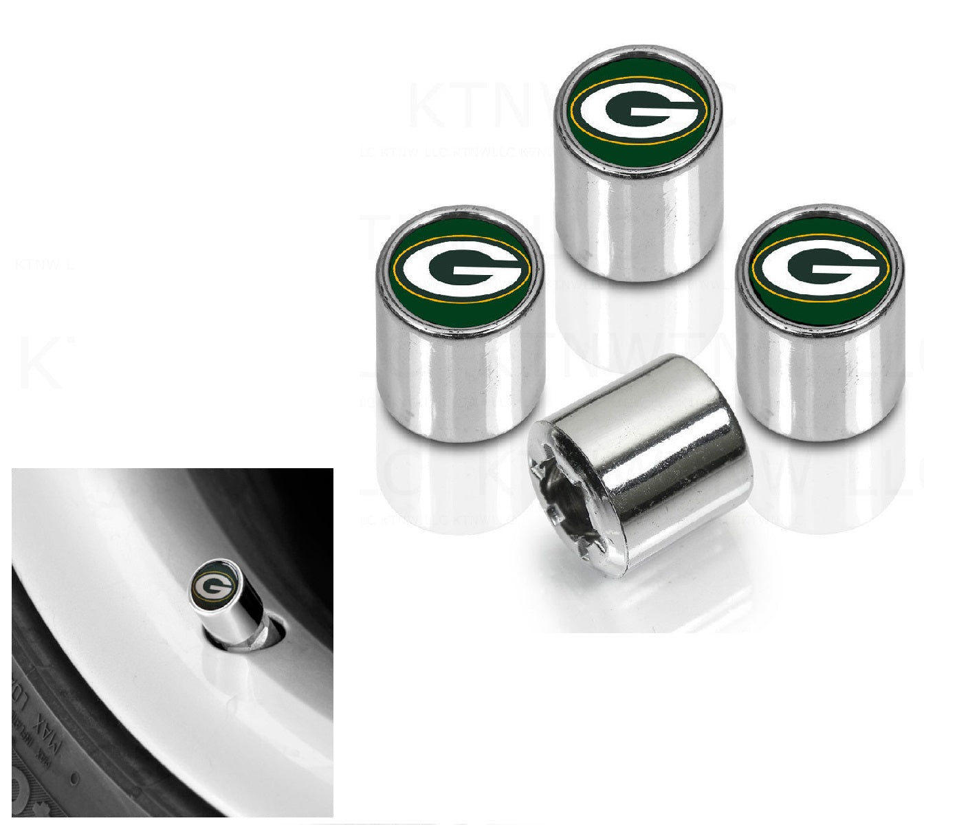 Green Bay Packers Chrome Valve Stem Caps