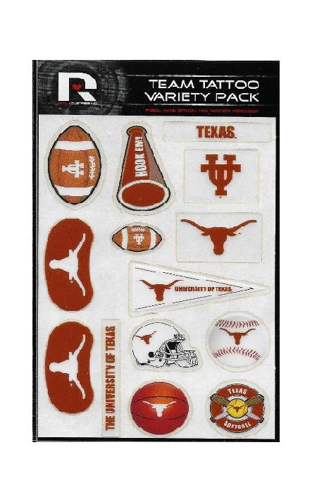 Texas Longhorns Variety Pack Tattoo Set