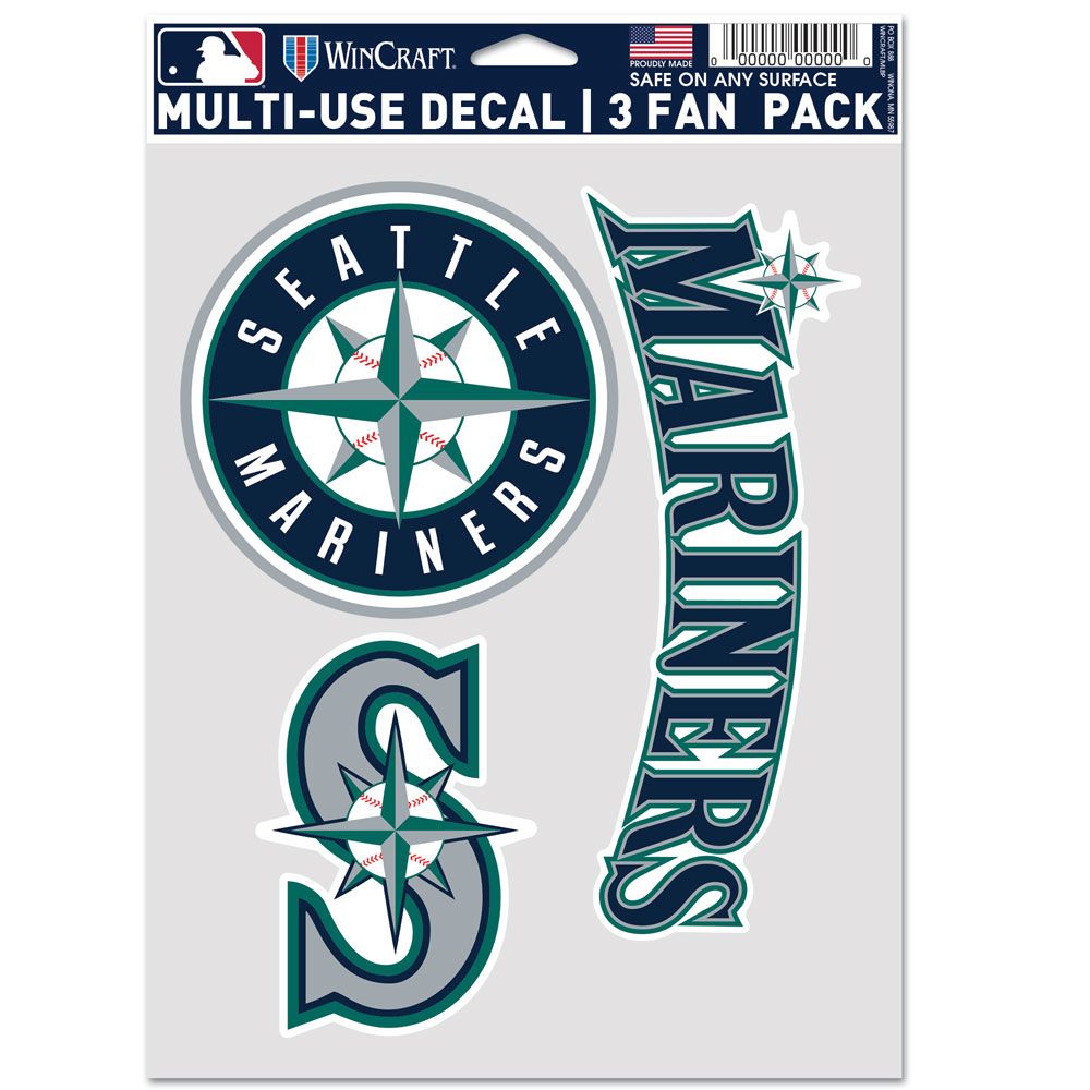 Mariners Logo Sticker Seattle Mariners 3 Fan Pack Decals – Auto License Plates Frames