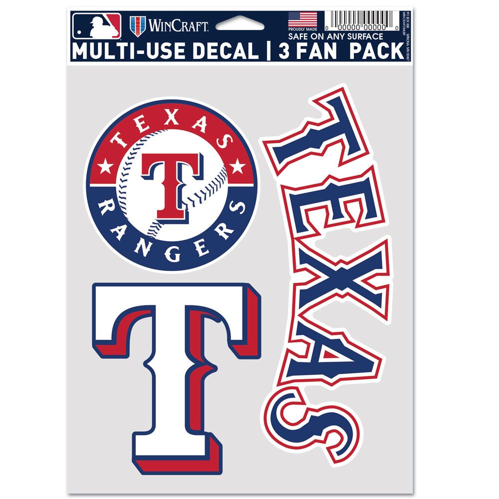 Texas Rangers 3 Fan Pack Decals – Auto License Plates Frames