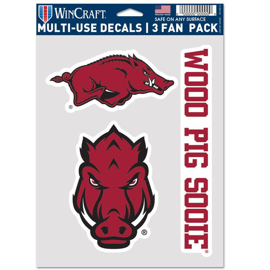 Arkansas Razorbacks 3 Fan Pack Decals