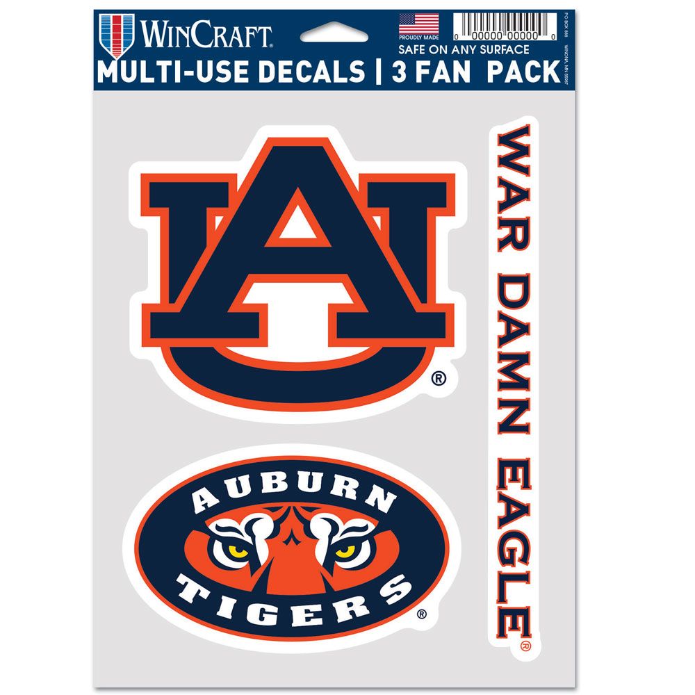 Auburn Tigers 3 Fan Pack Decals