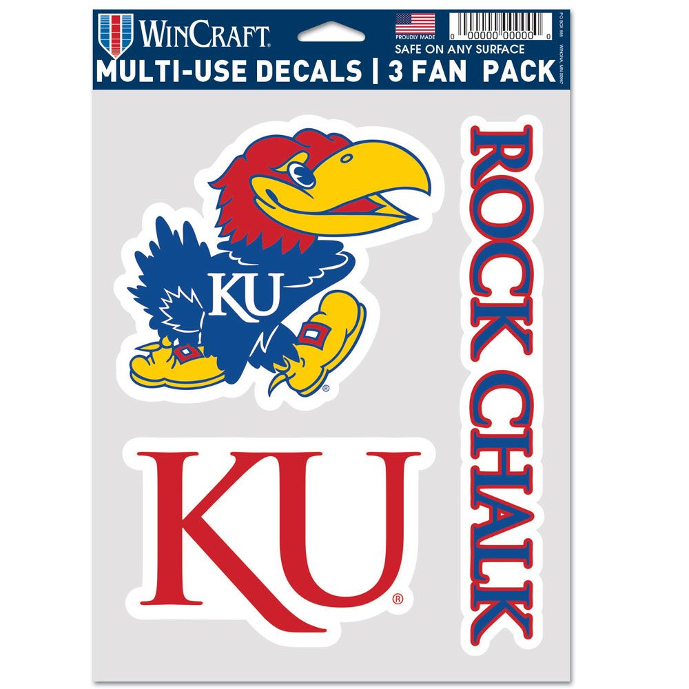 Kansas Jayhawks 3 Fan Pack Decals