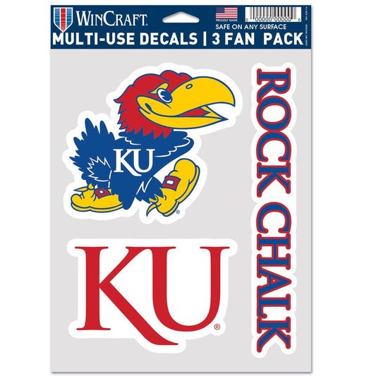 Kansas Jayhawks 3 Fan Pack Decals