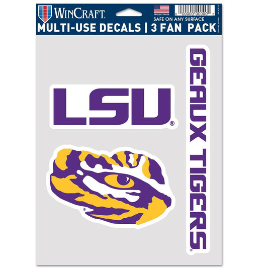 Louisiana State University Tigers 3 Fan Pack Decals