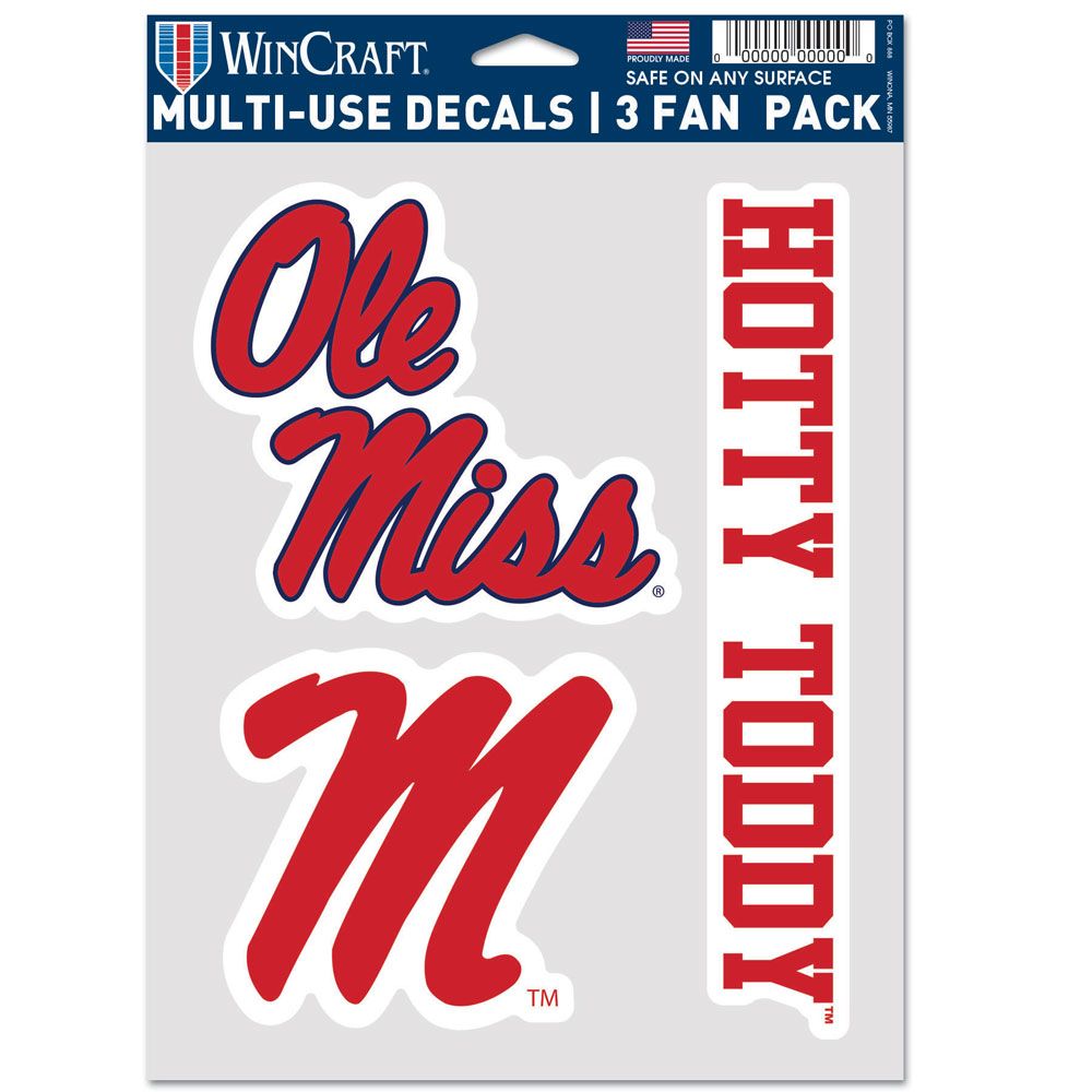 Ole Miss Rebels 3 Fan Pack Decals